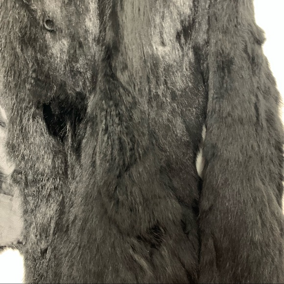 Aqua Black Rabbit Fur Jacket waist Coat - Picture 6 of 8
